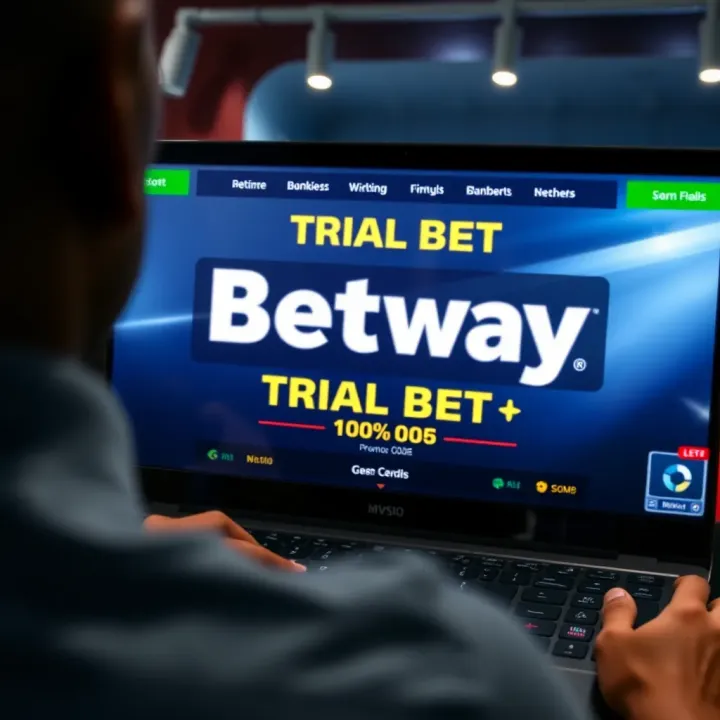 Illustration showing a mobile phone with the Betway app open and a highlighted promo code field for Nigerian bettors