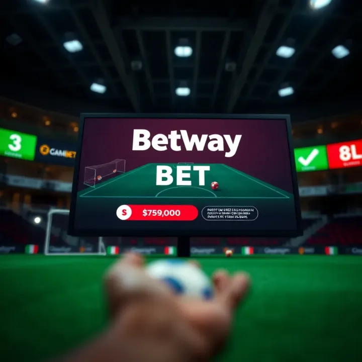 Betway official app interface showing betting options and navigation menu