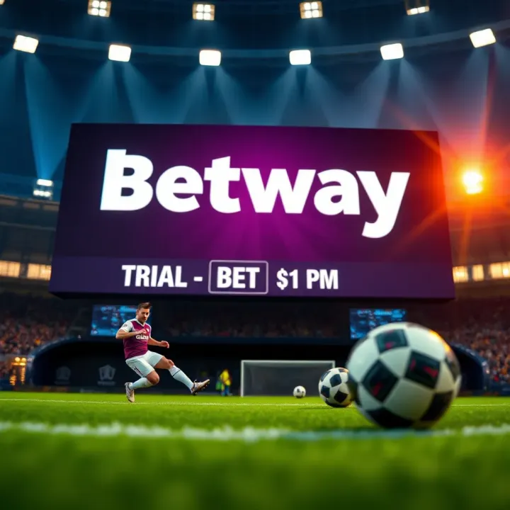 Illustration of a laptop displaying the Betway website with registration form visible